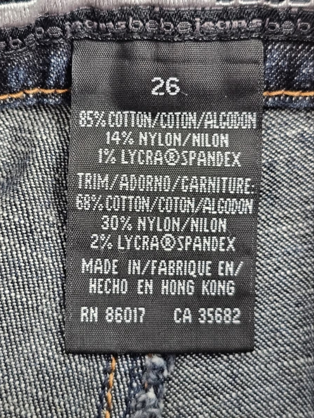 Rare VTG Y2K bebe Low Rise Patchwork Flared Jeans, Sz 26 - Picture 9 of 11